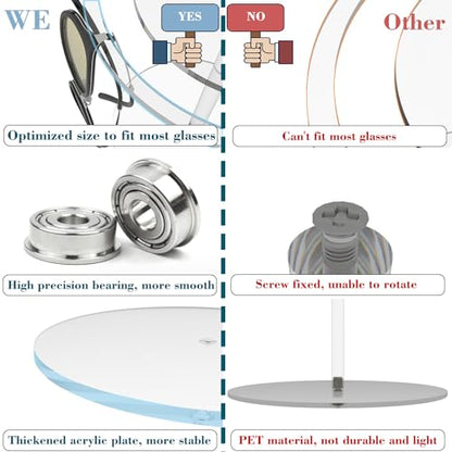 360° Rotating Acrylic Sunglasses & Eyeglasses Display Rack - Double-Tier Clear Tabletop Organizer for Eyewear