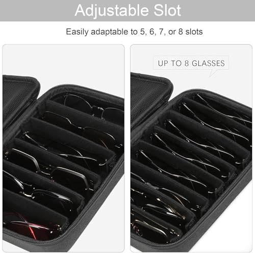 Bukere Travel Sunglasses Organizer Case Adjustable Slot For Multiple Eyeglasses Hard-shell Portable Storage Box for Men Women