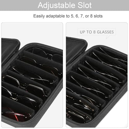 Bukere Travel Sunglasses Organizer Case Adjustable Slot For Multiple Eyeglasses Hard-shell Portable Storage Box for Men Women