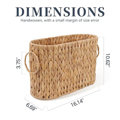 Toilet Paper Storage Basket, Water Hyacinth Toilet Paper Holder for Up to 6 Mega Rolls, Wicker Basket for Bathroom Accessories Organizer, Boho Hand Woven Rattan Decorative Decor, Natural