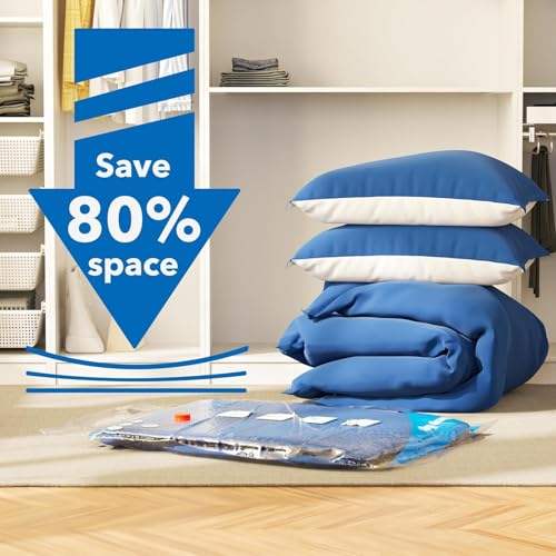 MEIQIHOME Vacuum Storage Bags, Space Saver Sealer Bags,Vacuum seal bags for clothing, Pillows, Comforters, Blankets, Bedding,Travel,6 XXL