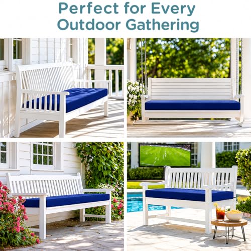 Codi Outdoor Bench Cushion for Patio Furniture, 48x18x3'', Navy | Waterproof & Removable Cover, Premium Shredded Foam Filling, Portable Handle, Bulit-In Zipper, Perfect for Porch Swing
