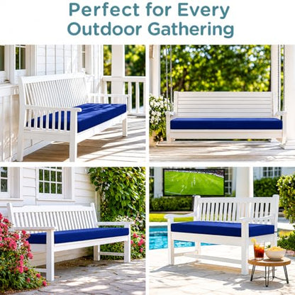 Codi Outdoor Bench Cushion for Patio Furniture, 48x18x3'', Navy | Waterproof & Removable Cover, Premium Shredded Foam Filling, Portable Handle, Bulit-In Zipper, Perfect for Porch Swing
