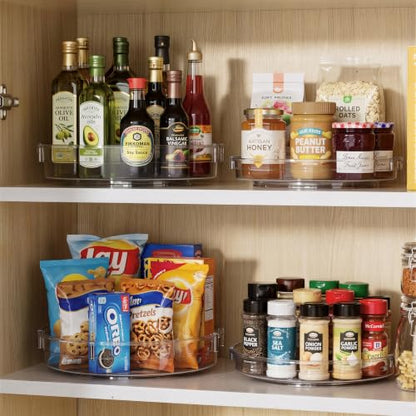 LAMU 4 Pack Lazy Susan Organizer, Clear Lazy Susan Turntable for Cabinet, Refrigerator, Table Top, Kitchen, Bathroom, Pantry Organizers and Storage, 2 Sizes Included 12in, 10.6in