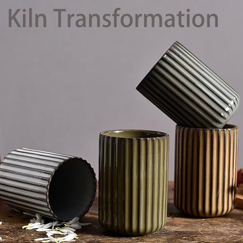 Ceramic Toothbrush Holder for Bathroom, Ceramic Toothbrush Cup, Toothpaste Organizer for Bathroom Countertop, Bathroom Storage Organizer, Kiln Transformation Cup (Green)