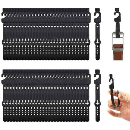 200 Pc Plastic Belt Hangers, Black Plastic Hanger Hooks for Belts and Plastic Hanger Hooks, Economic Plastic Belt Hooks Tie Hangers Bulk for Men, Closet Organizers, Storage, Retail