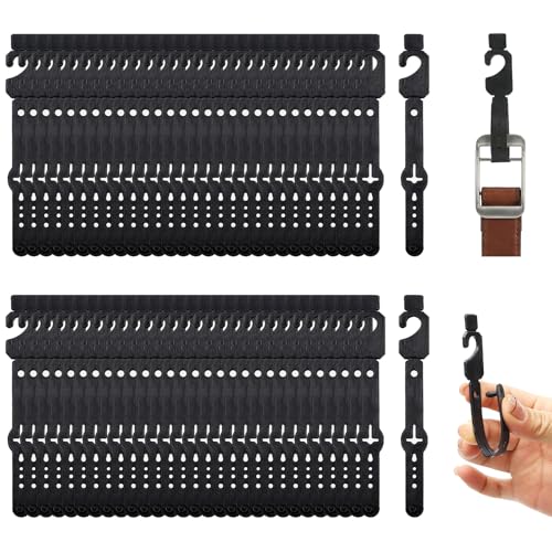 200 Pc Plastic Belt Hangers, Black Plastic Hanger Hooks for Belts and Plastic Hanger Hooks, Economic Plastic Belt Hooks Tie Hangers Bulk for Men, Closet Organizers, Storage, Retail
