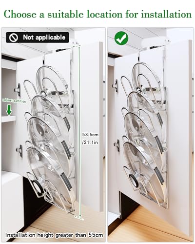 Pot Lid Organizer,304stainless steel door hanging pot lid rack (Modern,Four-layer)
