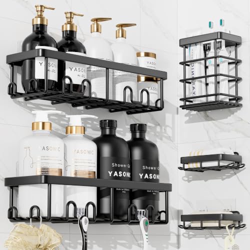 Shower Caddy Adhesive, Rustproof Shower Organizer, Wall Shower Rack | Large Capacity Shower Shelves for Inside Shower, No Drill Shower Storage, Shampoo Shower Holder, Bathroom Shower Shelf