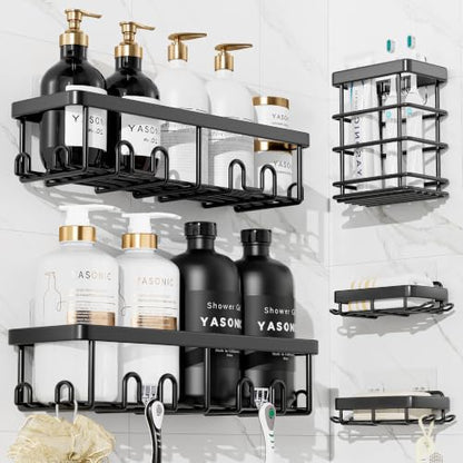Shower Caddy Adhesive, Rustproof Shower Organizer, Wall Shower Rack | Large Capacity Shower Shelves for Inside Shower, No Drill Shower Storage, Shampoo Shower Holder, Bathroom Shower Shelf