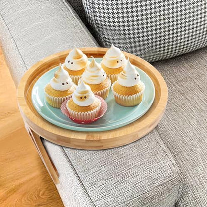 Round Shape Sofa Armrest Clip Foldable Sofa Armrest Clip | Clip on Tray Table for Couch Armrest,Drinks Holder, Remote Control Holder, Snacks Holder