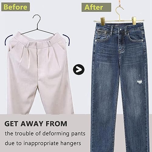 20 Pack Gold Aluminum Bottom Clips Heavy Duty Pants Jean Trouser Hangers Clothes Hangers -Legging Organizer Adjustable Clips Pants Skirt Blouse Hanger