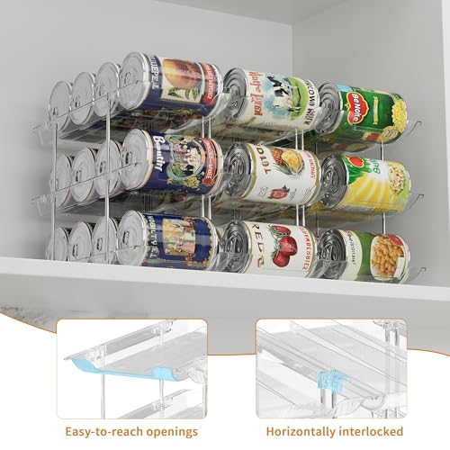Can Organizer for Pantry, 36 Cans Stackable Rollin... (clear | Acrylic)
