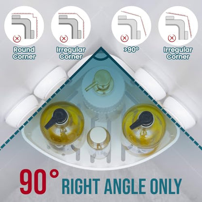 Suction Corner Shower Caddy, Bathroom Shelf Storag... (2 Count | White | ABS, TPE)