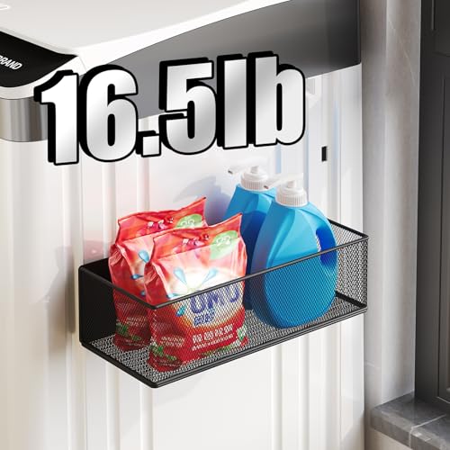 Magnetic Shelf for Washing Machine, White, 10.63"L*4.72"W*3.03"H | Washer Dryer Shelf, Magnetic Lint Bin for Laundry Room, Spice Rack, Magnetic Basket Organizer for Laundry Kitchen, 1 Pack