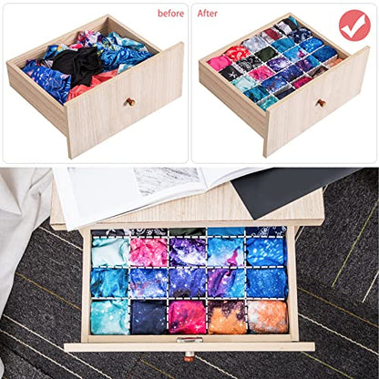 45 Pack Drawer Dividers, Plastic Adjustable Drawer Storage Organizer for Tidying Clutter Socks, Underwear, Makeup, Kitchen, Dresser Black