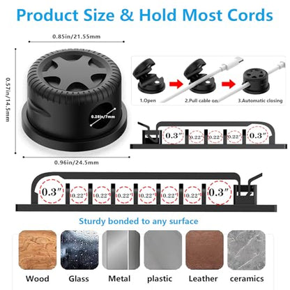 328Pcs Cable Management Kit, 8 Magnetic Cable Holder 69 Cable Clips | 4 Cable Sleeve Split,22Reusable Cable Strap,200 Nylon Cable Zip Ties ,25 Mounts TV Office,Nontoxic,Extra Strong Durable