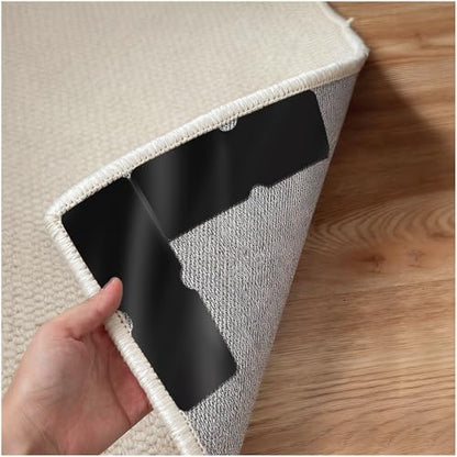 2×6 Inch Reusable Rug Grippers, Non Slip Rug Pad, Removable Rug Stickers for Wood Floor, Strong Adhesive Rug & Carpet Tape, No Damage for Hardwood & Laminate Floors(24PCS)