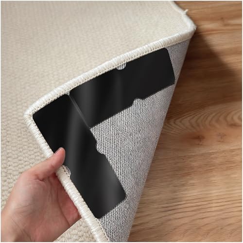 2×6 Inch Reusable Rug Grippers, Non Slip Rug Pad, Removable Rug Stickers for Wood Floor, Strong Adhesive Rug & Carpet Tape, No Damage for Hardwood & Laminate Floors(24PCS)