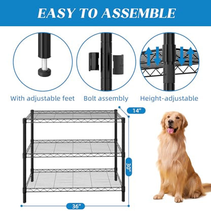 Guan River 3-Shelf Adjustable Metal Wire Shelving,Black,36"L x 14"W x 30"H | Height Adjustable,Sturdy and Durable,Storage Sehlf Display Rack for Office,Kitchen,Bedroom,Bathroom,Garage