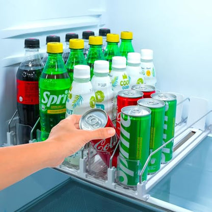 Self Pushing Drink Organizer for Fridge - 5 Rows,...