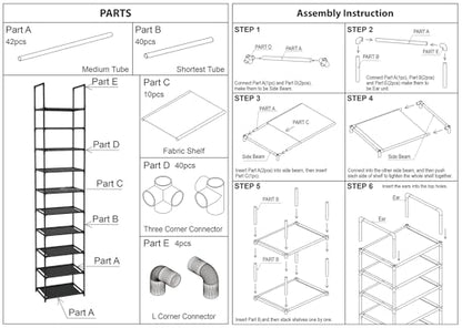 FIDUCIAL HOME 10 Tiers Vertical Shoe Rack 10 Pairs Skinny Shoe Shelf | Tall Narrow Space Saving for Entryway Closet, Easy to Assemble, 11"L x 11"W x 68.8"H
