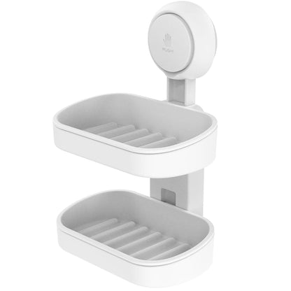 TAILI Soap Holder, Soap Dish for Shower Suction Cup, Bar Soap Holder, White | 2 Layer Removable Soap Holder Shower, Soap Tray for Shower Wall, Drill Free Sponge Holder, Bathroom & Kitchen, No drill