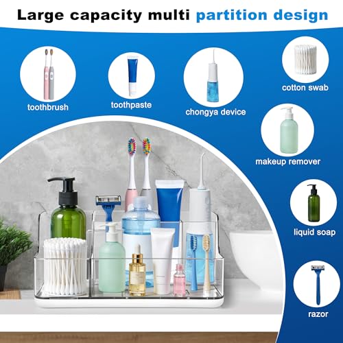 White Cosmetic Storage Box Dressing Table & Bathroom Counter Storage Lipstick & Brush Beauty Organizer Dressing Table Skincare Organizer Suitable for Bathroom, Living Room, and Kitchen Storage