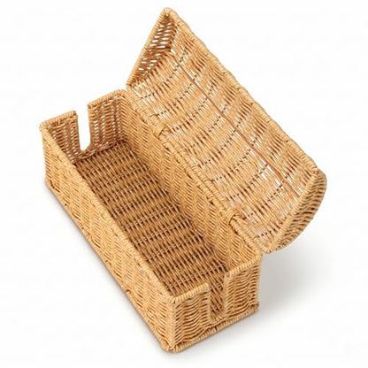 Rattan Cable Management Box, Ventilated Cord Hider with Flip Lid | Hand Woven Craft, Ventilated Heat Dissipation, Easy Access Protective Curved Flip Lid, Boho Woven Decor for Home and Office