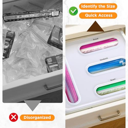 Bag Organizer for Drawer + Fridge, Magnetic Kitche... (Clear)