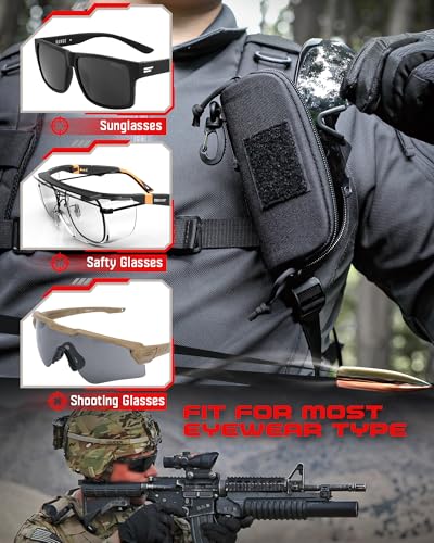 Wynex Tactical Molle Glasses Pouch, Shockproof Eyeglass Case for Glasses | Sunglasses Case Hard Shell, 360°Clip & Patch, Glasses Protector Fit Sunglasses Goggles, for Travel Sports Work