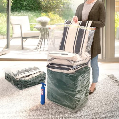Hefty Shrink-Pak Vacuum Storage Bags – For Clothes, Pillows, Towels, Blankets & More – Space Saver Vacuum Suction Sealer Bags for Home or Travel – 4 Jumbo Cubes, 43.5 x 34 x 18 Inches