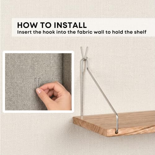 Fabric Wall Cubicle Shelf with Hooks for Work Decor, 11.8' Wooden Cubicle Organizer Storage Shelf with Hangers Cubicle Accessories for Women Men Desk, 3 Pack