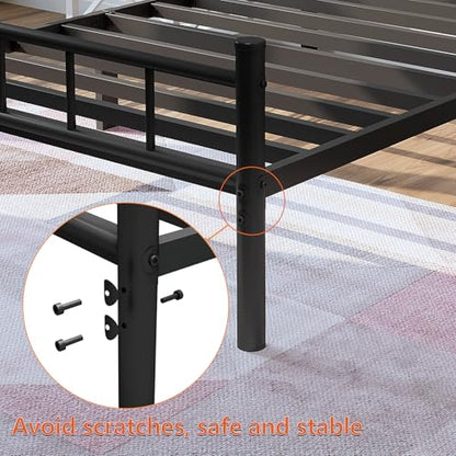 zizin Twin Size Metal Bed Frame with Headboard & Footboard 14 Inch Metal Platform Mattress Foundation Support with Steel Slat, Under Bed Storage, No Box Spring Needed