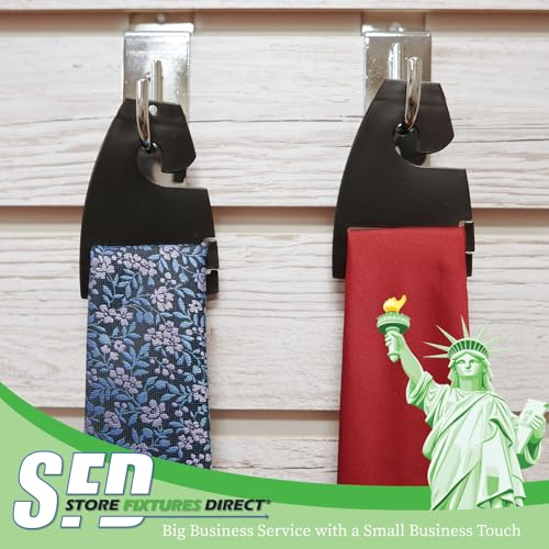 Black Neck Tie Hangers for Retail - Economic Plastic Tie Hooks - 100 Pack