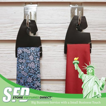 Black Neck Tie Hangers for Retail - Economic Plastic Tie Hooks - 100 Pack