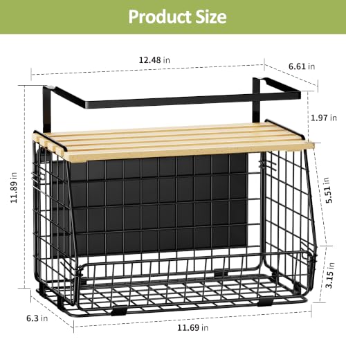 2 Pack Magnetic Shelf for Fridge, Fruit Potato Onion Storage Bins | Magnetic Basket with Lid, Side of Fridge Storage, Produce Basket for Fruits Vegetables Spices, Kitchen Pantry Organizer