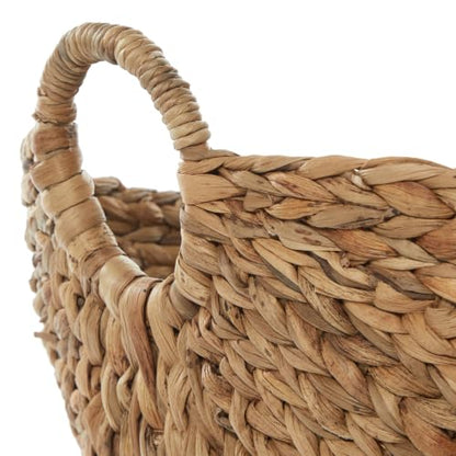 Deco 79 Seagrass Storage Basket, Large Woven Basket, 20" x 18" x 19", Brown | Handmade decorative and functional basket for storage with ring handles, baskets for organizing, room decor