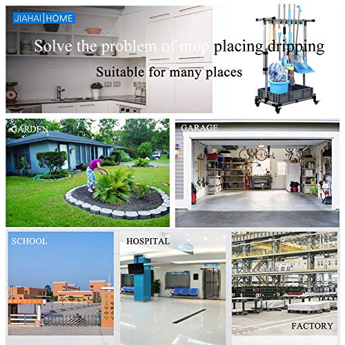 Broom And Mop Holder Put Wet Movable Floor-Mounted Mop Rack Floor Standing Cleaning Tool Cart Storage For Garden Garage Schools, Hospitals, Factories, Hotels,Property Companies