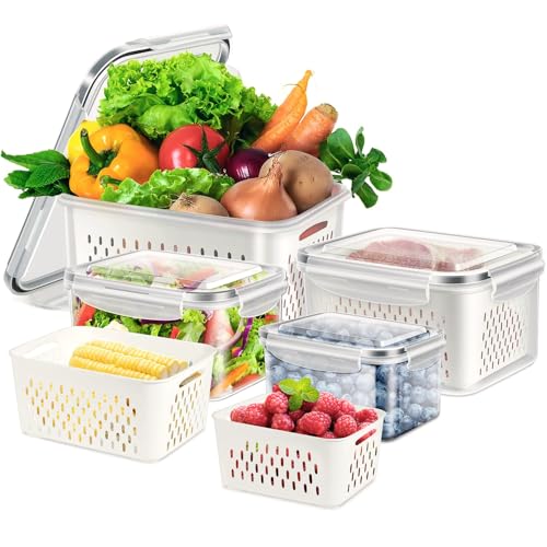 8 Pieces Fruit Storage Containers for Fridge with... (Plastic)