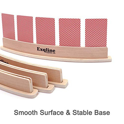 Wood Curved Playing Card Holder Racks Tray Set of 4 for Kids Seniors Adults - 13.4inch with Widen Base Stable Enough for for Bridge Canasta Foot and Hand