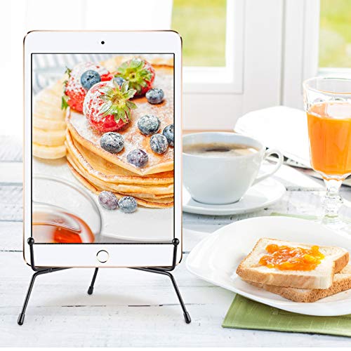 Mocoosy 4 Pack 8 Inch Improved Anti-Slip Plate Stands for Display | Plate Holder Display, Picture Frame Holder Stand, Black Iron Easel Stands for Photo, Decorative Plate, Tablets and Table Art