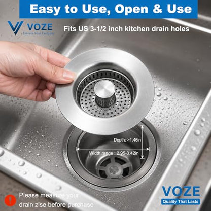 2 Pack Kitchen Sink Drain Strainer & Stopper with Basket, Stainless Steel Drain Plug Cover Catcher for Food Waste - Sink Accessories for Home or Kitchen Sink Shroom Fit US Standard 3-1/2'' Drain Hole