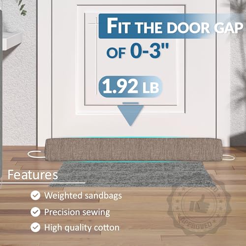 SYIPO Triangle Door Draft Stopper，35.4" Weighted Under Door Draft Blocker Bottom Door Seal Noise & Air，Interior Sound Proof Door Snake Draft Insulation Stopper | Warm in Winter & Cool in Summer，Brown