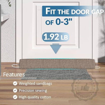 SYIPO Triangle Door Draft Stopper，35.4" Weighted Under Door Draft Blocker Bottom Door Seal Noise & Air，Interior Sound Proof Door Snake Draft Insulation Stopper | Warm in Winter & Cool in Summer，Brown