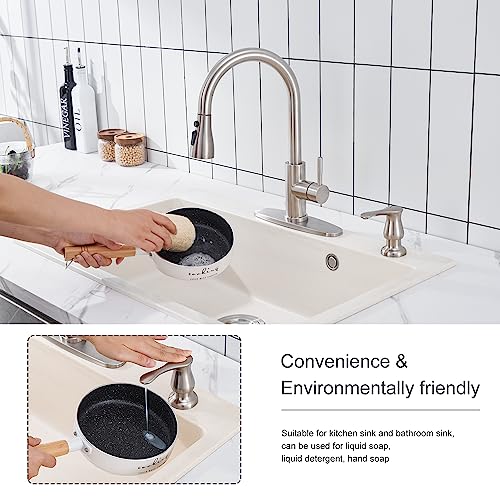Kitchen Sink Soap Dispenser Brushed Nickel, G0086BN-G | Under Sink Soap Dispenser with 40" Silicone Extension Tube, Say Goodbye to Frequent Refills