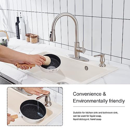 Kitchen Sink Soap Dispenser Brushed Nickel, G0086BN-G | Under Sink Soap Dispenser with 40" Silicone Extension Tube, Say Goodbye to Frequent Refills