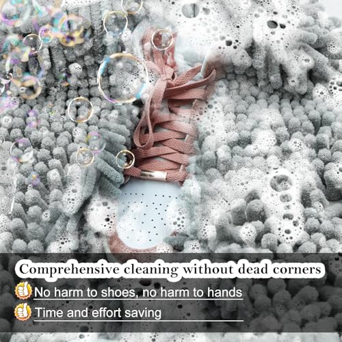 Shoe Washing Machine Bag, Laundry Shoe Bag for Washer and Dryer, Reusable Zipper Plush Sneaker Washing Machine Bag for Shoes, Gym,Tennis Shoes, Sports Delicate Gray 2pc