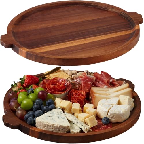 Charcuterie Board 13'' Wood Serving Platter Round... (Acacia Wood | Acacia Wood)