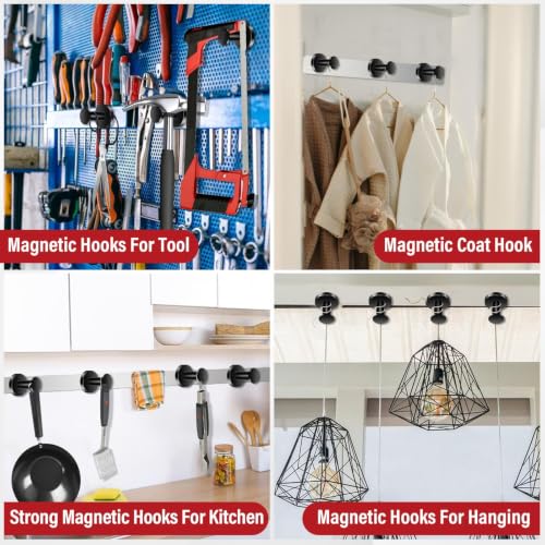 Magnetic Hooks for Cruise Cabins Black 150Lb Magnet Wreath Hanger | Locker Accessories Strong Magnetic Hooks for Classroom Whiteboard Grill Cruise Ship